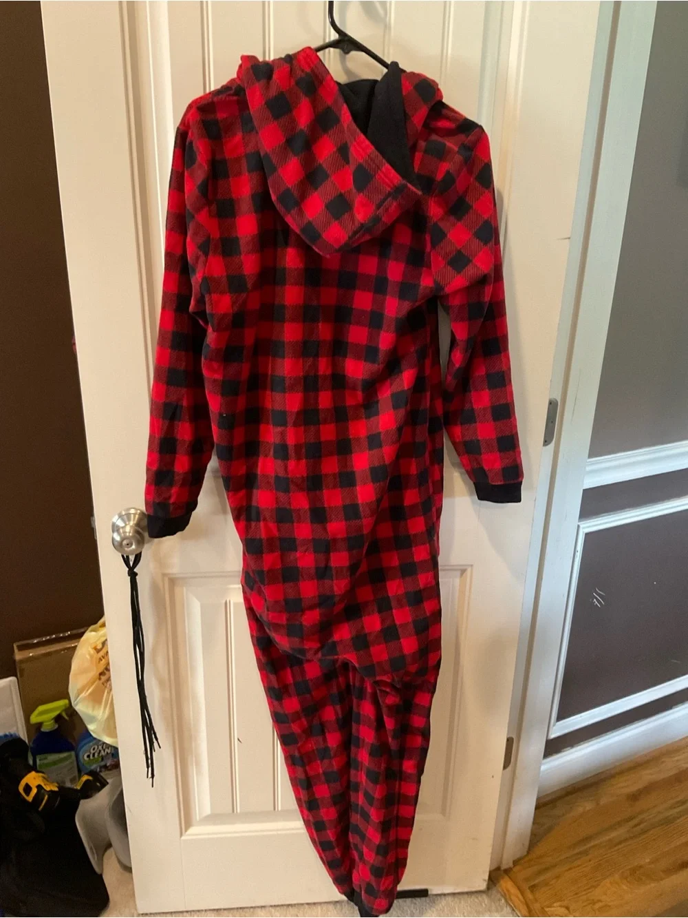 The Children's Place Red and Black Buffalo Plaid Hooded Kids One-Piece
